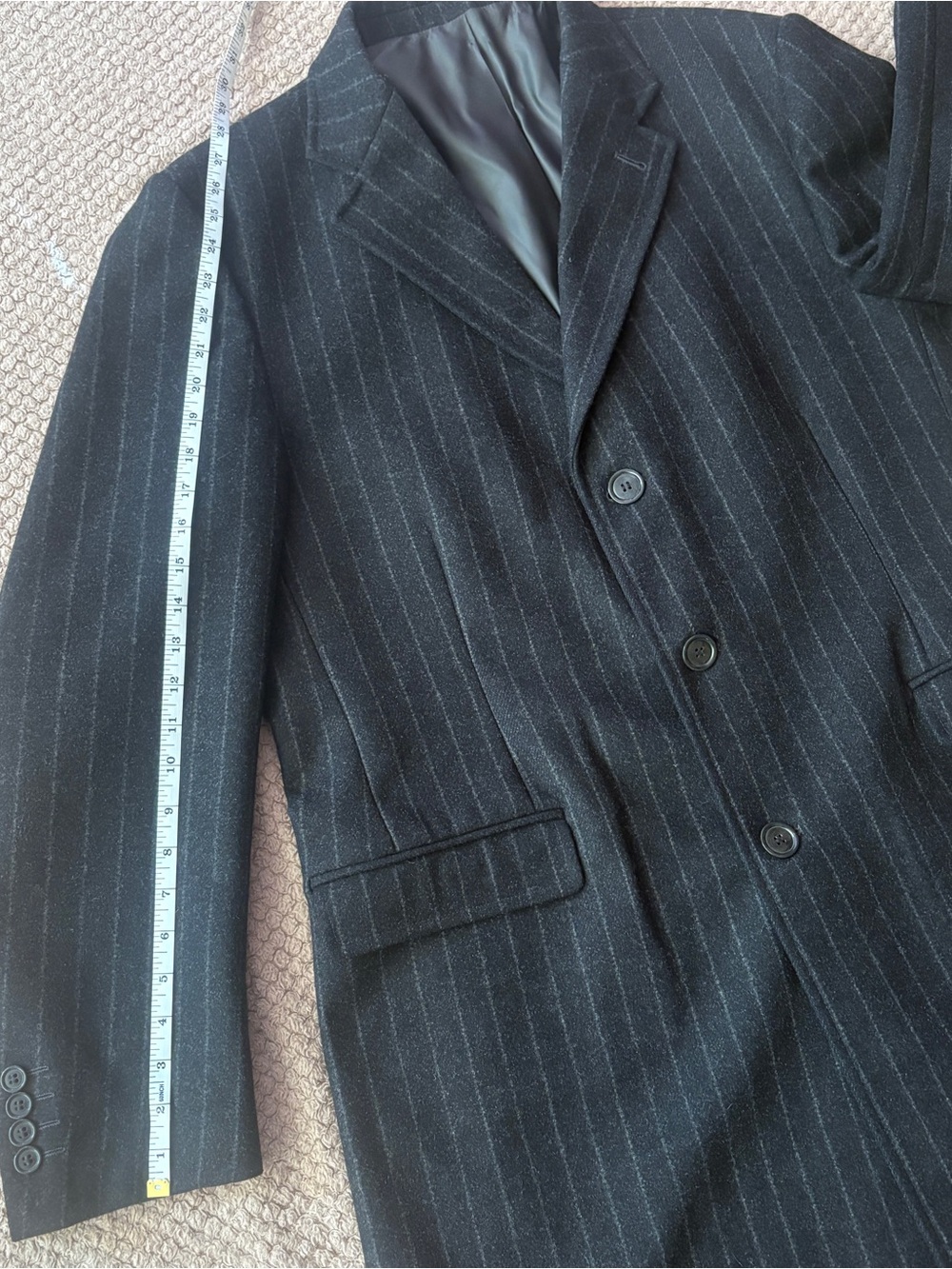 Cuseri Italy Wool Cashmere Pinstripe Overcoat 46 XXL - Picture 10 of 16